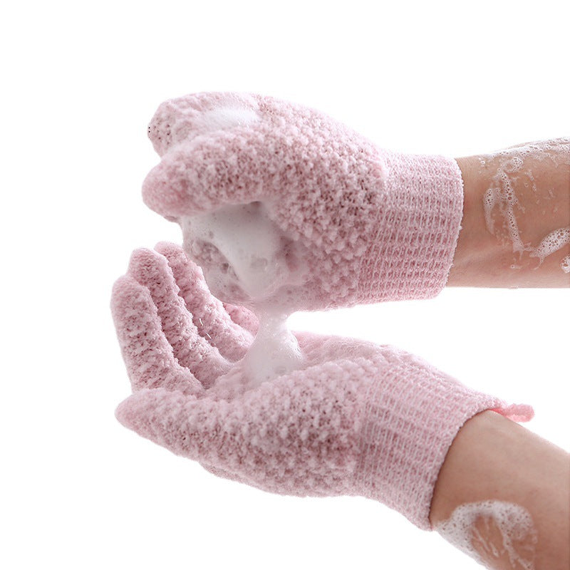 Five Finger Jacquard Bathing Frosted Double-sided Gloves