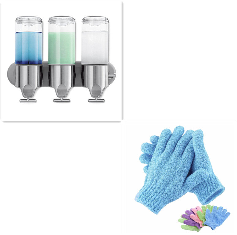 Stainless Steel Rod Soap Dispenser & Bath Glove Set